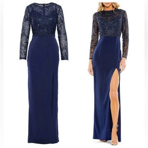 NWT Mac Duggal Embellished Faux-Wrap Floor-Length Gown - Beaded Formal Dress